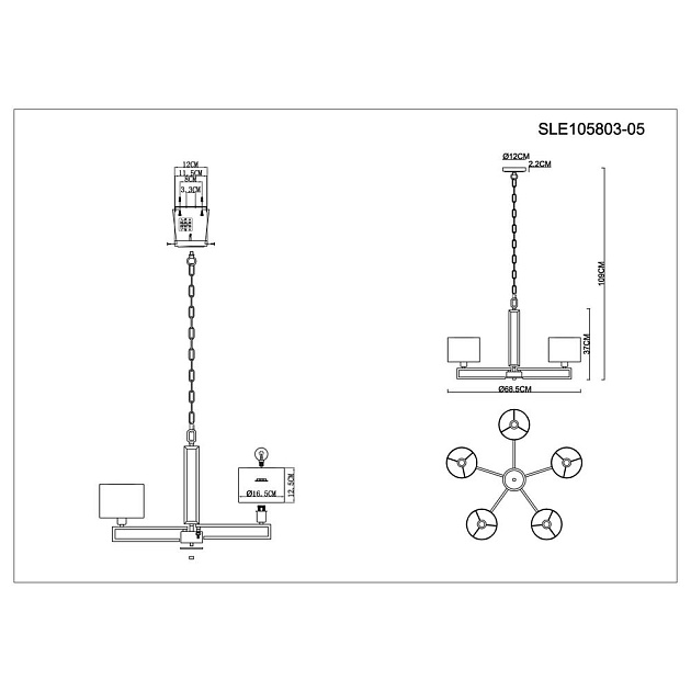 Подвесная люстра Evoluce Danae SLE105803-05 изображение 2 Подвесная люстра Evoluce Danae SLE105803-05 Фото № 2