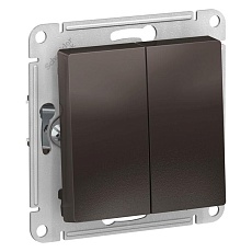 Переключатель двухклавишный проходной Schneider Electric AtlasDesign 10A 250V мокко ATN000665