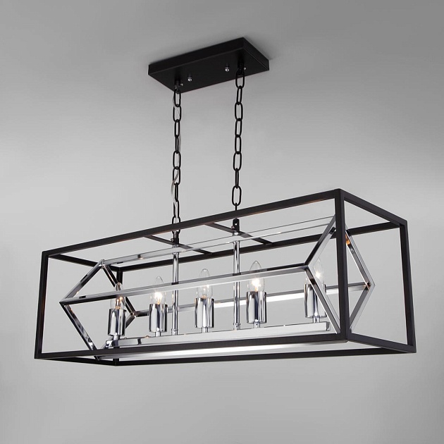 Подвесная люстра Eurosvet Crate 70122/5 черный изображение Подвесная люстра Eurosvet Crate 70122/5 черный Фото №