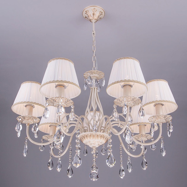 Подвесная люстра Eurosvet 3637/7 белый с золотом/прозрачный хрусталь Strotskis изображение 5 Подвесная люстра Eurosvet 3637/7 белый с золотом/прозрачный хрусталь Strotskis Фото № 5