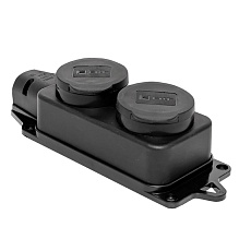 Роз. (колодка) двухмест. с защит. крышками каучуковая 230В 2P+PE 16A IP44 EKF Марс RPS-018-16-230-44