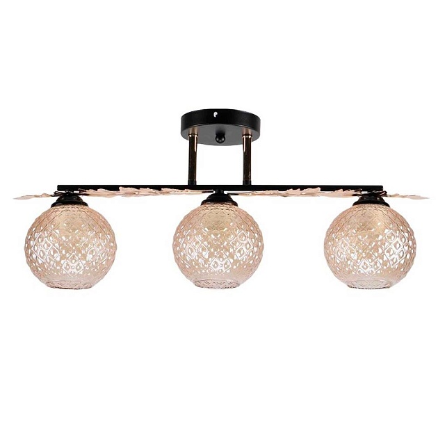 Потолочная люстра ЭкономСвет 12144/3BK+FGD AMB изображение Потолочная люстра ЭкономСвет 12144/3BK+FGD AMB Фото №