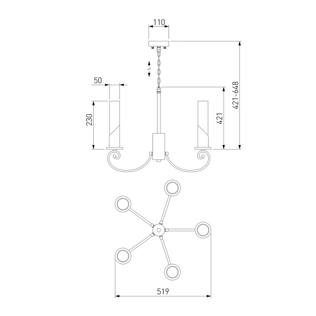 Подвесная люстра Eurosvet Banci 60117/5 никель Фото № 2