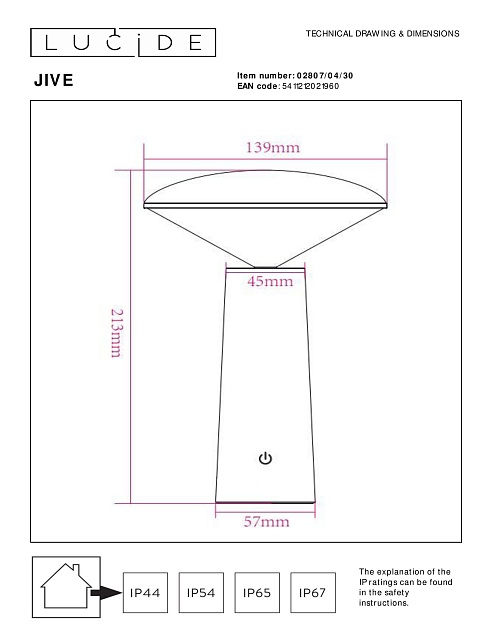 Уличный светодиодный светильник Lucide Jive 02807/04/30 изображение 2 Уличный светодиодный светильник Lucide Jive 02807/04/30 Фото № 2