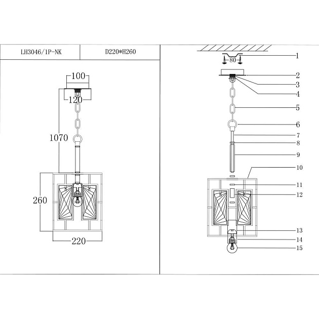 Подвесной светильник Lumien Hall Барумини LH3046/1P-NK Фото № 2