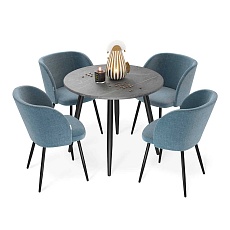 Обеденная группа Sheffilton SHT-DS225 мрамор премиум темн./синий лед/черн.муар 8765585301