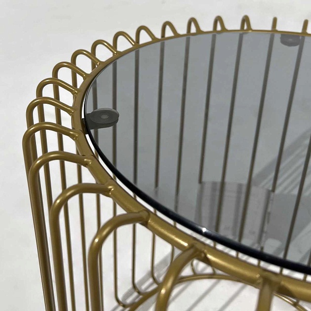 Журнальный стол AksHome Pride стекло/золотой, d 400*450 92422 изображение 2 Журнальный стол AksHome Pride стекло/золотой, d 400*450 92422 Фото № 2