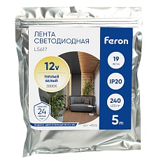 Светодиодная лента Feron 19W/m 240LED/m 2835SMD теплый белый 5М LS617 48826 2