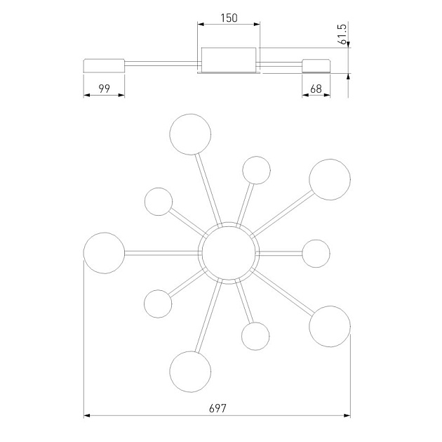 Потолочная светодиодная люстра Eurosvet Nitrino 90242/10 хром изображение 3 Потолочная светодиодная люстра Eurosvet Nitrino 90242/10 хром Фото № 3