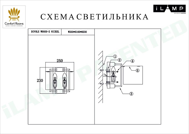 Бра iLamp Divole W9505-2 NIC Фото № 2