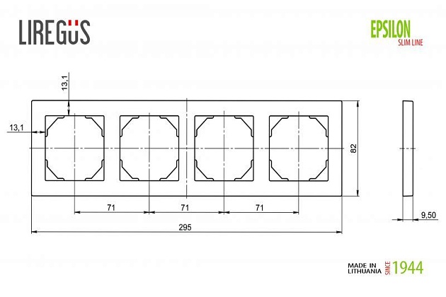 Рамка 4-постовая Liregus Epsilon антрацит 28-1204 Фото № 2