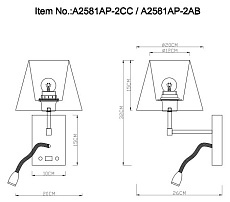 Бра Arte Lamp Elba A2581AP-2AB 1