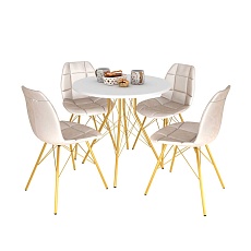 Обеденная группа Sheffilton SHT-DS146 жемчужный/белый/золото 6034672801