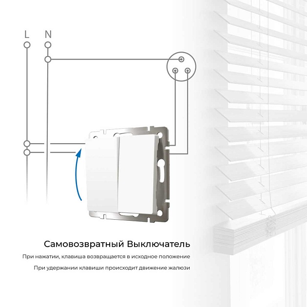 Выключатель двухклавишный с самовозвратом Werkel серебряный W1122406 4690389192333 Фото № 2