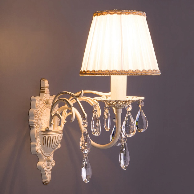 Бра Eurosvet 3637/1 белый с золотом/прозрачный хрусталь Strotskis Фото № 5