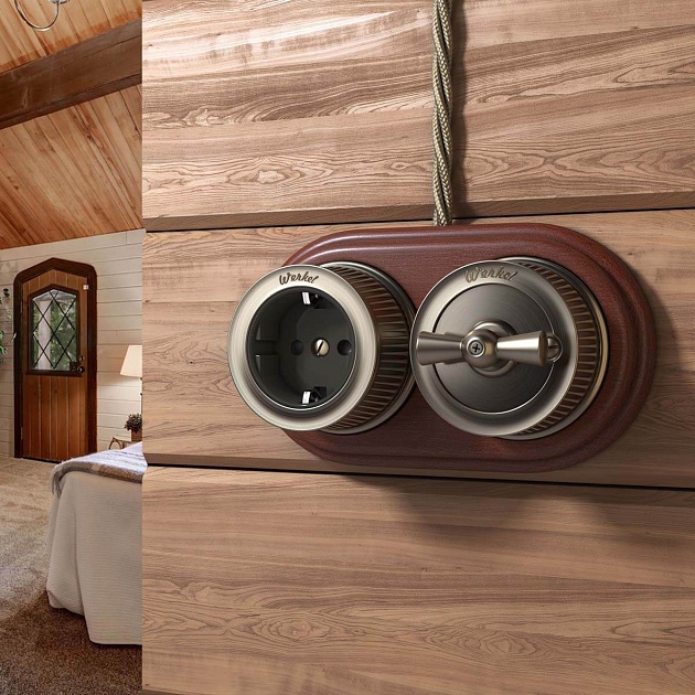 Переключатель-выключатель одноклавишный Werkel бронзовый Ретро W5712012 4690389166617 Фото № 10