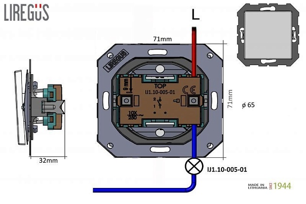 Выключатель одноклавишный Liregus Epsilon антрацит 28-1041 Фото № 2