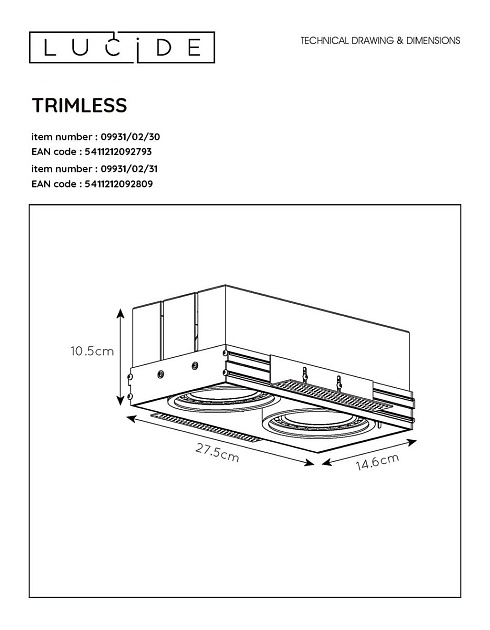 Встраиваемый светильник Lucide Trimless 09931/02/30 Фото № 2