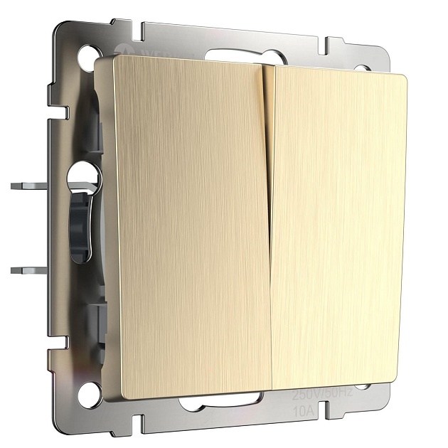 Выключатель двухклавишный проходной Werkel шампань рифленый W1122010 4690389160240 изображение Выключатель двухклавишный проходной Werkel шампань рифленый W1122010 4690389160240 Фото №