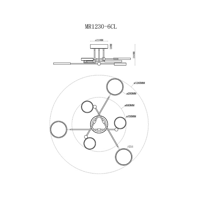 Потолочная светодиодная люстра MyFar Mandy MR1230-6CL изображение 2 Потолочная светодиодная люстра MyFar Mandy MR1230-6CL Фото № 2