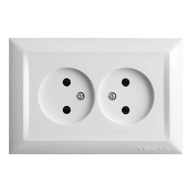 Розетка двойная 2P Vesta-Electric Roma белый FRZ00010203BEL Фото № 