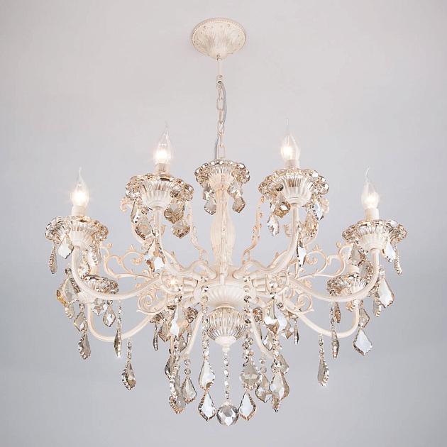 Подвесная люстра Eurosvet 3281/8 белый с золотом/тонированный хрусталь Strotskis Фото № 4