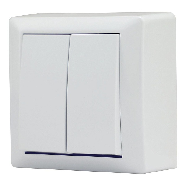 Выключатель двухклавишный Vesta-Electric Mega белый FVK030201BEL Фото № 