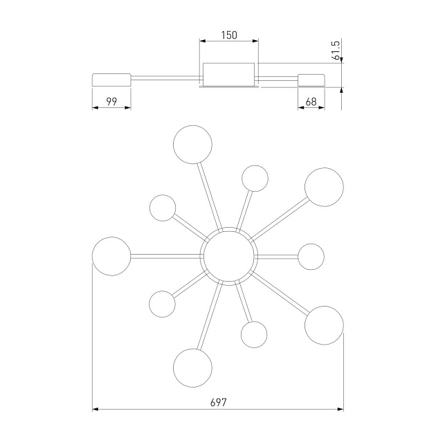 Потолочная светодиодная люстра Eurosvet Nitrino 90242/10 хром изображение 2 Потолочная светодиодная люстра Eurosvet Nitrino 90242/10 хром Фото № 2