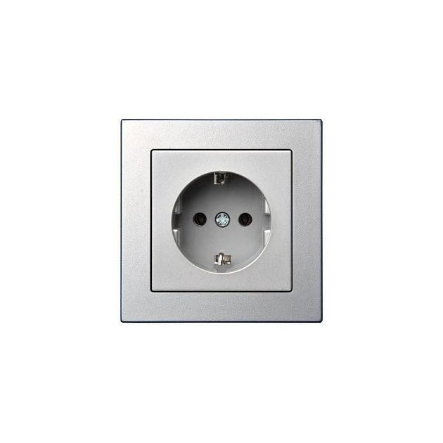 Розетка 2P+E Liregus Epsilon серебро 28-1766 Фото № 