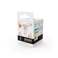Лампа светодиодная Gauss GU10 11W 3000K матовая 13611 3