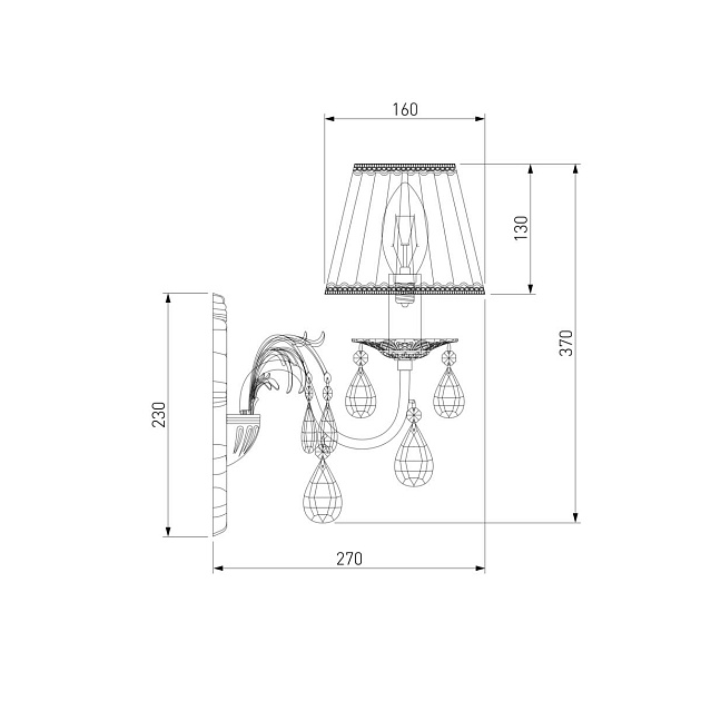 Бра Eurosvet 3637/1 белый с золотом/прозрачный хрусталь Strotskis Фото № 2
