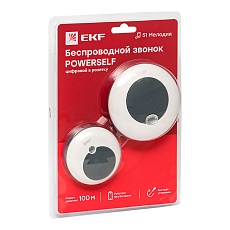Звонок беспр. в розетку Powerself (230В, бел.-сер. 51 мелод. с индик. 4 ур.) EKF DBS-003