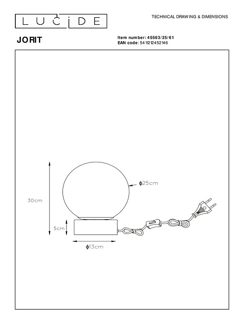 Настольная лампа Lucide Jorit 45563/25/61 изображение 2 Настольная лампа Lucide Jorit 45563/25/61 Фото № 2