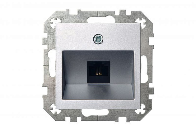 Розетка RJ11 Liregus Epsilon серебро 28-1851 Фото № 2
