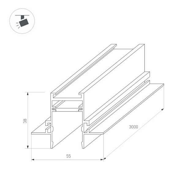 Встраиваемый магнитный шинопровод Arlight MAG-TRACK-2538-FDW-3000 (BK) 033459 Фото № 2