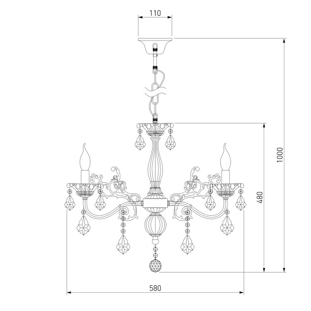 Подвесная люстра Eurosvet 3281/5 античная бронза/прозрачный хрусталь Strotskis Фото № 2