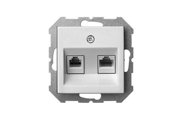 Розетка 2хRJ45 Liregus Epsilon белый 28-033 Фото № 2