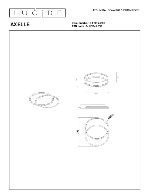 Потолочный светодиодный светильник Lucide Axelle 44112/24/30 изображение 2 Потолочный светодиодный светильник Lucide Axelle 44112/24/30 Фото № 2