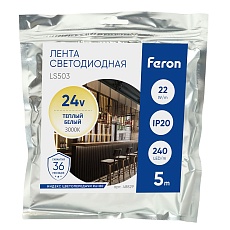 Светодиодная лента Feron 22W/m 240LED/m 2835SMD теплый белый 5М LS503 48829 2