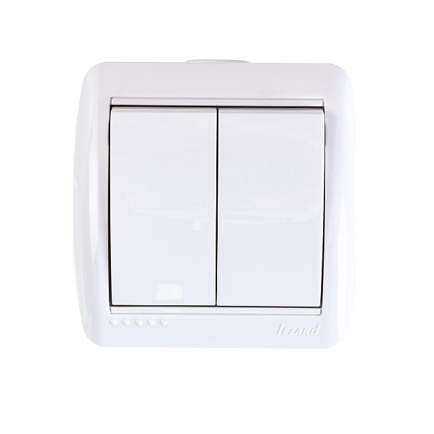 Выключатель двойной Lezard Nata белый 710-0200-101 Фото № 