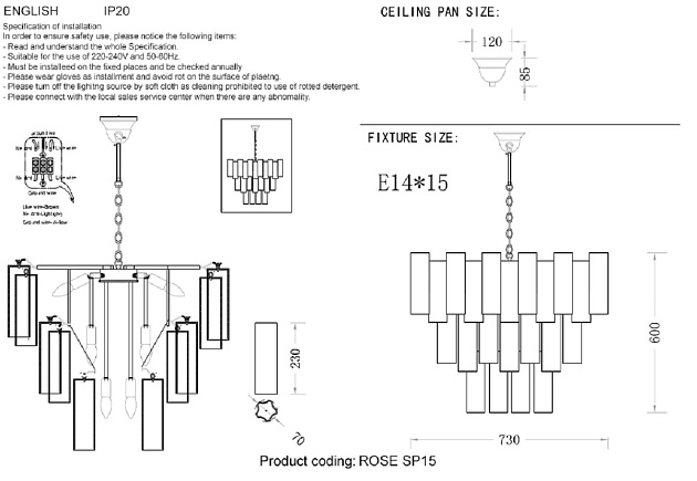 Каскадная люстра Crystal Lux Rose SP15 BRASS изображение 3 Каскадная люстра Crystal Lux Rose SP15 BRASS Фото № 3