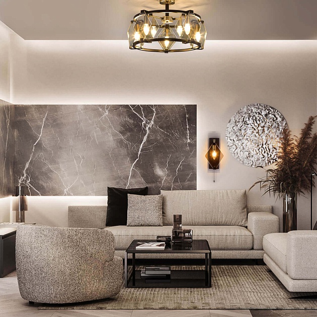 Потолочная люстра Eurosvet Aragon 60126/5 черный Smart изображение 6 Потолочная люстра Eurosvet Aragon 60126/5 черный Smart Фото № 6