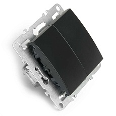 Выключатель двухклавишный Stekker Эрна черный PSW10-9104-03 49149 4
