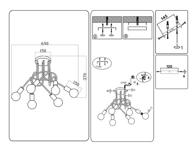 Потолочная люстра Ambrella light Traditional Loft TR80419 изображение 7 Потолочная люстра Ambrella light Traditional Loft TR80419 Фото № 7