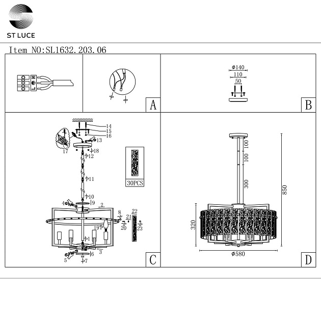 Подвесная люстра ST Luce Mira SL1632.203.06 Фото № 2