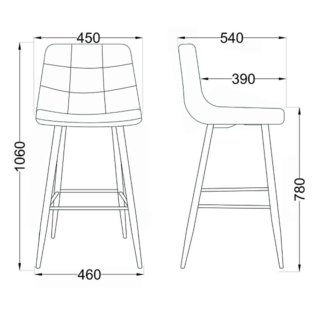 Барный стул AksHome Stella серый, велюр 75814 изображение 2 Барный стул AksHome Stella серый, велюр 75814 Фото № 2