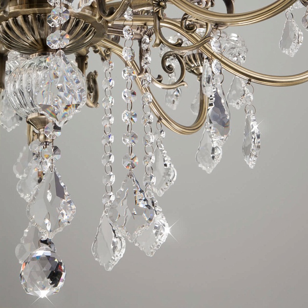 Подвесная люстра Eurosvet 3281/8 античная бронза/прозрачный хрусталь Strotskis изображение 4 Подвесная люстра Eurosvet 3281/8 античная бронза/прозрачный хрусталь Strotskis Фото № 4