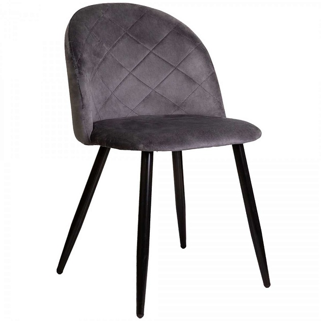 Кухонный стул AksHome Honnor серый, велюр, цвет каркаса черный 63384 Фото № 