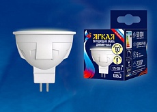 Лампа светодиодная диммируемая Uniel GU5.3 6W 3000K матовая LED-JCDR 6W/WW/GU5.3/FR/DIM PLP01WH UL-00003991 1