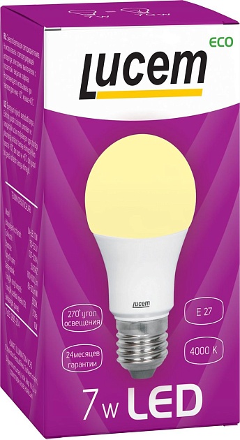 Лампа светодиодная Lucem E27 7W 4000K матовая FLLBL072740L Фото № 2